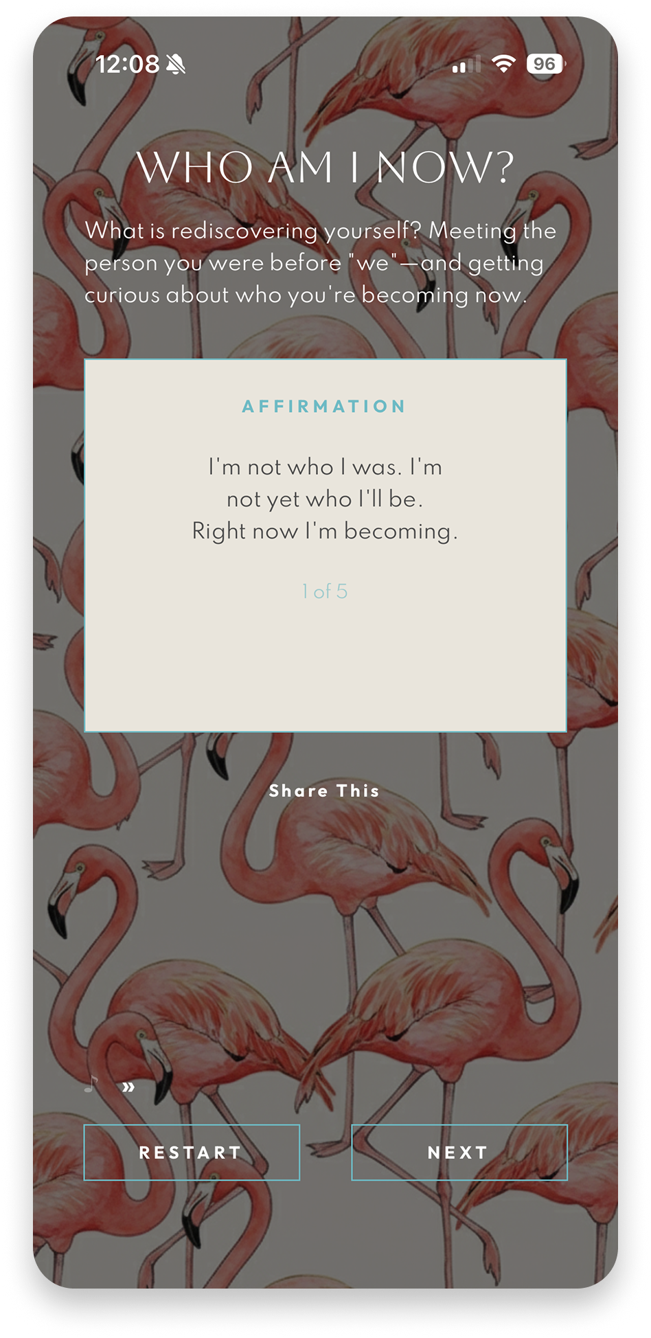 Break Away app affirmation screen